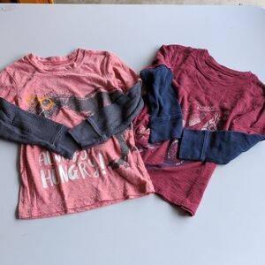 Kids Long Sleeve Graphic Tees - Orange and Red